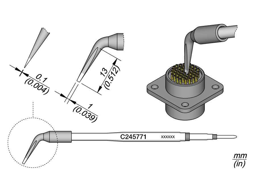 C245771 - Narrow Chisel Bent Cartridge 1 x 0.1